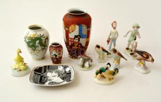 Porcelán tétel: figurák, vázák, stb, jelzettek, hibátlanok, összesen: 12 db