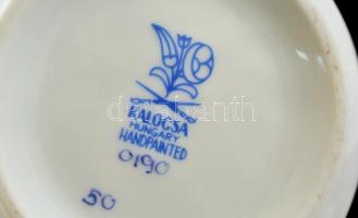 Kalocsai kupicás készlet, kézzel festett, jelzett, hibátlan, összesen:8 db