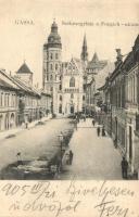 Kassa, Kosice; Forgách utca, Székesegyház, útépítés, László Béla kiadása / street view, cathedral, road construction (EK)