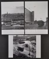 1968 Budapest, kőbányai autóbuszok, 3 db szabadon felhasználható vintage negatív és az ezekről készült 3 db mai nagyítás, 25x18 cm