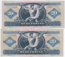 1969. 20Ft (2x) sorszámkövetők "C686 147963 - C686 147964" T:III szép, ropogós papír