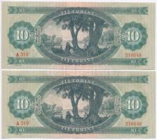 1962. 10Ft (2x) sorszámkövetők T:II törés nélküli hajtás