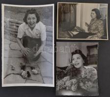 cca 1940 Tőkés Anna (1903-1966) színésznő albumából 3 db vintage fotó, 8,5x11,5 cm és 18x12 cm