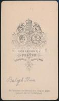 cca 1861 Balogh Ilona feliratozott, vizitkártya méretű fényképe Schrecker I. pesti műterméből, 10,5x...