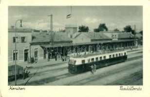 Komárom, Komárno; Vasútállomás, vonat. Hacker Dezső kiadása / railway station, train (EK)