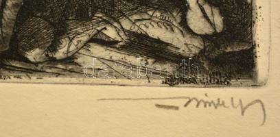 Hincz Gyula (1904-1986): 1930 szeptember 1. Rézkarc, papír, jelzett, 19×29 cm