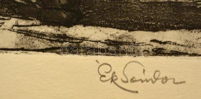 Ék Sándor (1902-1975): Szekszárdi kommunisták kivégzése 1919. Rézkarc, papír, jelzett, 21×30 cm