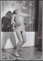 cca 1974 Csavard fel a szőnyeget, 4 db szolidan erotikus fénykép, korabeli negatívokról készült mai ...