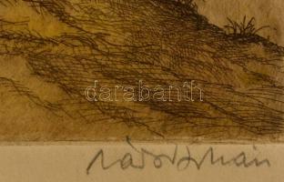 Zádor István (1882-1963): Halász. Színezett rézkarc, papír, jelzett, 35×22 cm