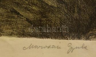 Marosán Gyula (1915-2003): Ősz. Színezett rézkarc, papír, jelzett, 29×39 cm