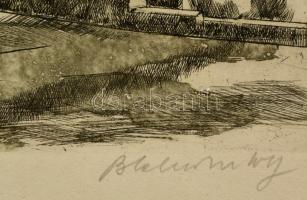 Blahos Rudolf (1917-1986): Nagyvázsonyi Kinizsi vár. Rézkarc, papír, jelzett, 26×40 cm