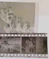 cca 1944 Budapest, kőbányai sörszállító fogatok, az egyik épen lakodalmas kocsiként szolgál, 2 db sz...