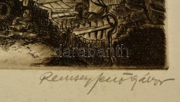 Remsey Jenő (1885-1970): Viskó. Rézkarc, papír, jelzett, 19×29 cm
