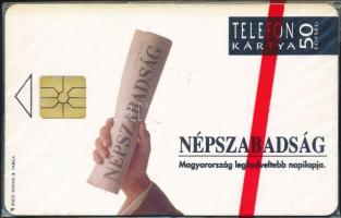 1992 Népszabadság motívumos telefonkártya, bontatlan csomagolásban