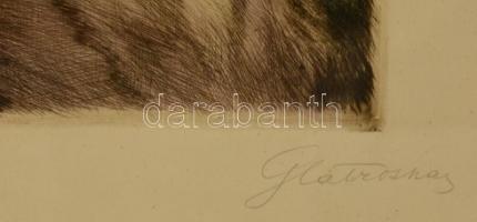 Glatz Oszkár (1872-1958: Első lecke. Rézkarc, papír, jelzett, üvegezett keretben,  35×26  cm