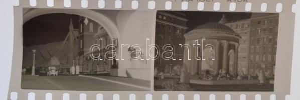 cca 1940 Budapest, Erzsébet híd és Erzsébet szobor az Eskü téren, 2 db szabadon felhasználható vinta...