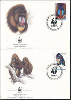 WWF Mandrill set on 4 FDC WWF: Mandrill sor  4 db FDC-n