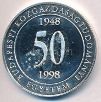 1998. "50 éves Budapesti Közgazdaságtudományi Egyetem 1948-1998" fém emlékérem tokban (42,5mm) T:PP fo., ujjlenyomat, patina