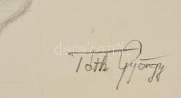 Tóth György (?- ): Akt négykézláb, ceruza, papír, jelzett, 29,5×42 cm