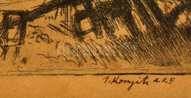 Komjáti-Wanyerka Gyula (1894-1958): Robbanás. Rézkarc,karton, jelzett, 26×19 cm