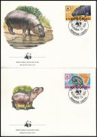 WWF: Törpe víziló sor 4 db FDC-n WWF Dwarf hippo set  4 FDC