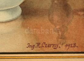 Czerny jelzéssel: Asztali csendélet. Vegyes technika, papír, 21×14 cm