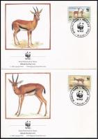 WWF: Gazelle set on 4 FDC WWF: Vöröshomlokú gazella sor  4 db FDC-n
