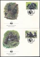 WWF: Hegyi gorilla sor 4 db FDC-n WWF Gorilla set 4 FDC