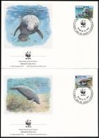 WWF Caribbean Manatee set on 4 FDC WWF: Karibi manátusz sor  4 db FDC-n