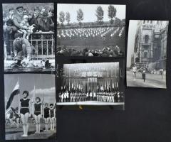 cca 1966 Budapesti sportfotók, 5 db vintage fotó, kettő feliratozva, 18x24 cm és 23,5x13,5 cm között
