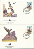 WWF: Bearded vulture set on 4 FDC WWF: Szakállas saskeselyű sor 4 db FDC-n