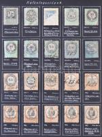 Tartalmas Okmánybélyeg gyűjtemény 1854-1960 régi gyűjtésből, házi készítésű, tudományos pontossággal...