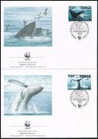 WWF Long-wing whale set 4 FDC WWF: Hosszúszárnyú bálna sor 4 db FDC-n