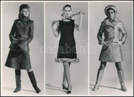 1968 Magyar divatfotók Londonban, Helsinkiben és Berlinben, 3 db feliratozott vintage fotó, 17,5x24 cm