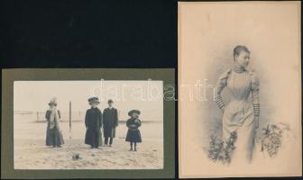 cca 1900, 1910 és 1935 Divatos ruhák, 4 db vintage fotó, 15x10 cm és 17x12 cm között