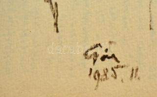 Gáspár Péter (1929-?): Férfi portré. Tus, papír, jelzett, kis folttal, 33x18 cm