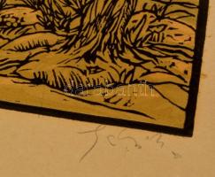 Gácsi Mihály (1926-1987):Tabán színes linómetszet, papír, jelzett, 25×33 cm