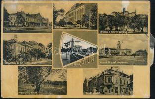 Mezőtúr, vasútállomás, Járásbíróság, Bazár, református fiúinternátus, diákotthon, mechanikus lap / m...