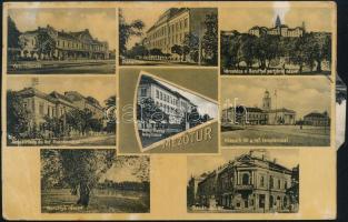 Mezőtúr, vasútállomás, Járásbíróság, Bazár, református fiúinternátus, diákotthon, mechanikus lap / m...