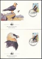 WWF Bearded vulture set 4 FDC, WWF: Szakállas saskeselyű sor 4 db FDC-n