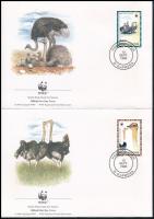 WWF: Strucc sor  4 db FDC-n WWF Ostrich set on 4 FDC