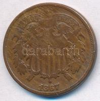 Amerikai Egyesült Államok 1867. 2c Cu-Sn-Zn T:2- karc, ph.
USA 1867. 2 Cents Cu-Sn-Zn C:VF scratche...
