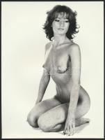 cca 1974 A vezér titkárnője, szolidan erotikus képek, 3 db jelzés nélküli vintage fotó, 24x18 cm / 3 erotic photos, 24x18 cm