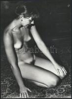 cca 1977 Ismerkedés az aktfotózással, szolidan erotikus képek, 3 db jelzés nélküli vintage fotó, 24x...