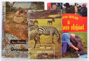 Vegyes könyvtétel: Taylor, David: A türelmes elefánt; Széchenyi Zsigmond: Afrikai tábortüzek; Adamso...