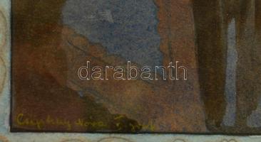 Olvashatatlan jelzéssel: Mese illusztráció. Akvarell, papír, üvegezett keretben, 21×17 cm