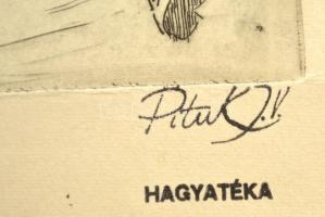 Pituk József Viktórián (1906-1991): Betlehemezők. Rézkarc, papír, jelzett a karcon, 16×11 cm