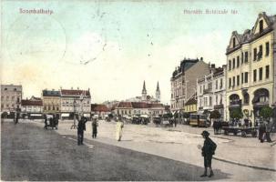 Szombathely, Horváth Boldizsár tér, árusok, villamos