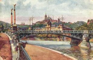 Praha, Prague, Prag - 4 db régi városképes lap / 4 pre-1945 town-view postcards