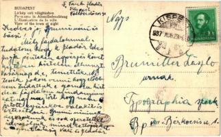 Budapest - 4 db régi képeslap, Budapest éjjel, este / 4 pre-1945 town-view postcards, at night